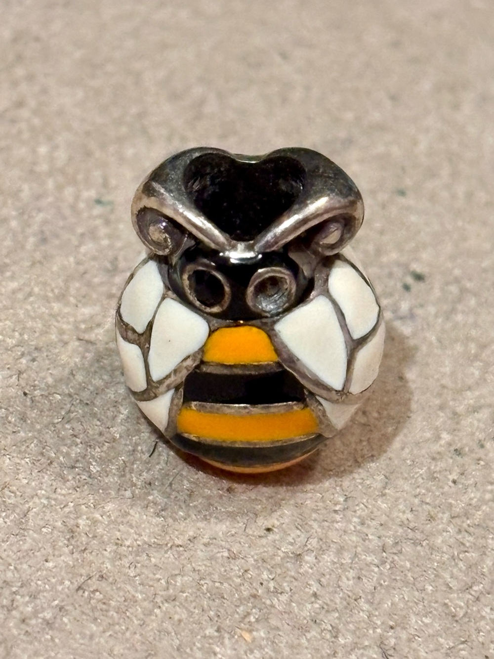 Brighton Bee My Honey bead Big bumblebee Yellow, black & white enamel Retired